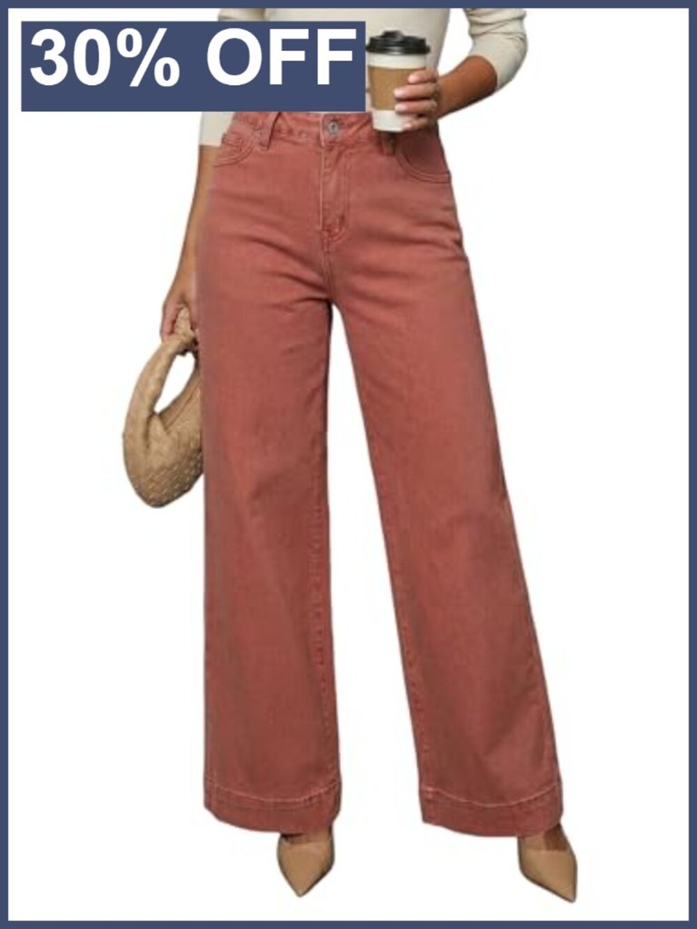 High Waisted Wide Leg Stretch Denim Jeans Casual Loose Fit